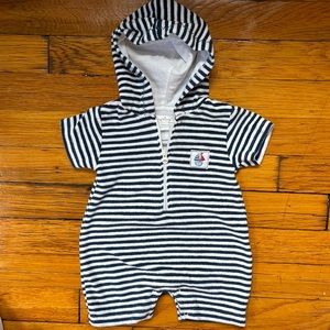 Kissy Kissy hooded terry beach romper (0-3 mo)